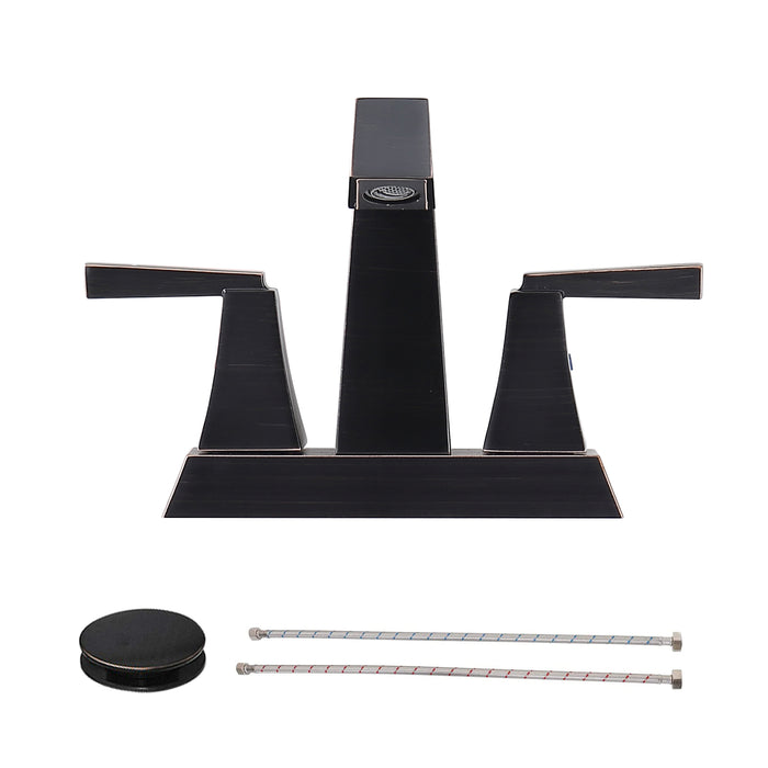 2-Handle Bathroom Sink Faucet 4 in Centerset Vanity Faucet 3 Hole Bathroom Faucet with Pop Up Drain & Supply Lines