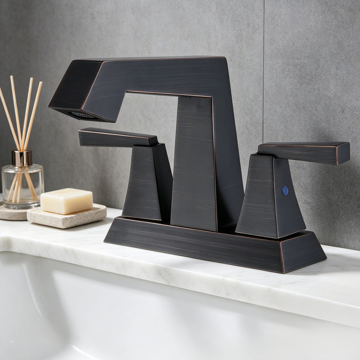 2-Handle Bathroom Sink Faucet 4 in Centerset Vanity Faucet 3 Hole Bathroom Faucet with Pop Up Drain & Supply Lines