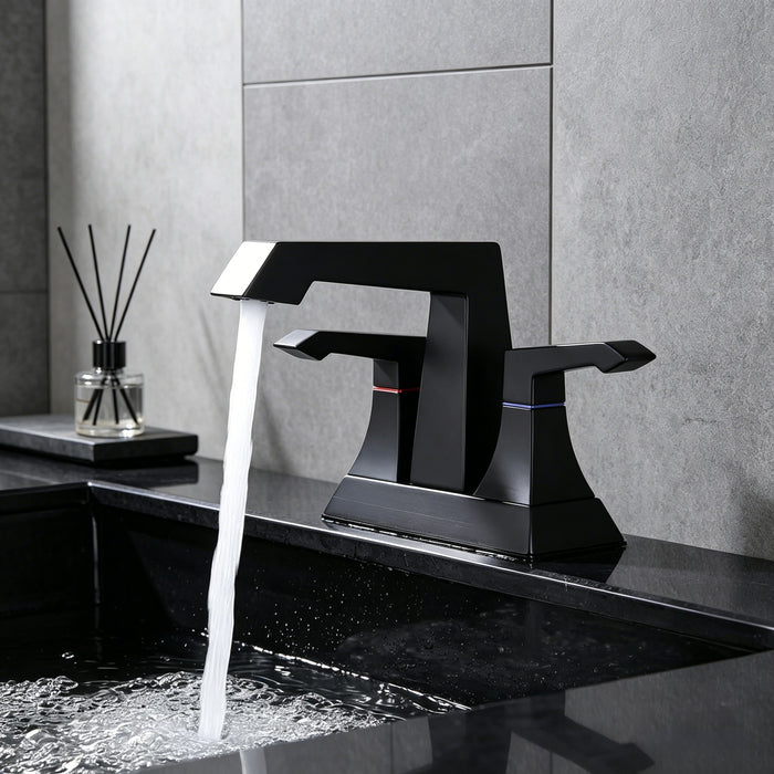 2-Handle Heavy Duty Bathroom Faucet with Drain and Supply Kits, Modern Style Lavatory Deck Mounted Faucet