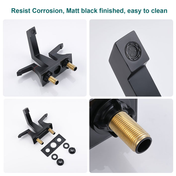 2-Handle Heavy Duty Bathroom Faucet with Drain and Supply Kits, Modern Style Lavatory Deck Mounted Faucet