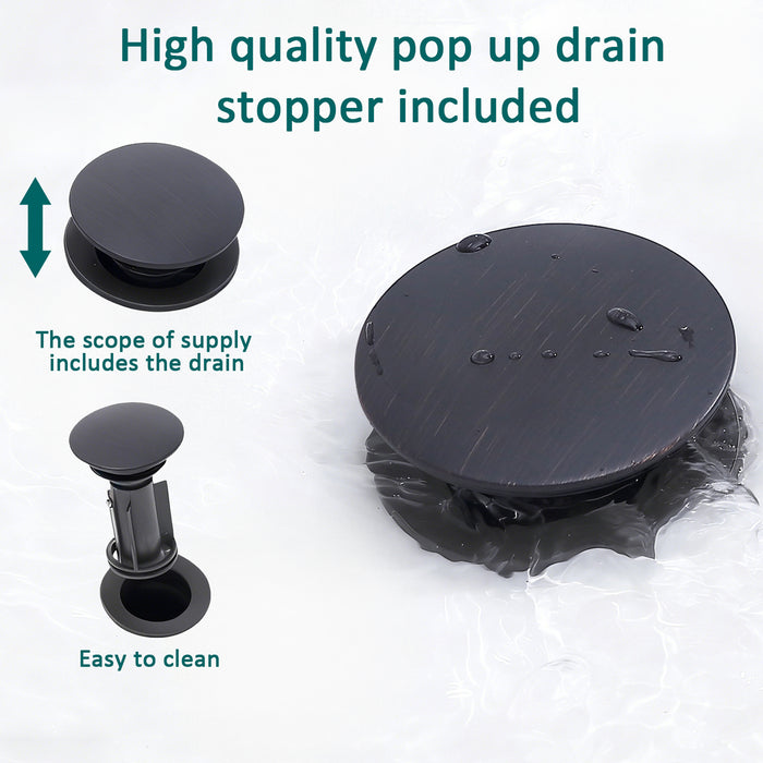 Bathroom Faucet 2-Handle with Aerator, Swan Style 4-inch Centerset Vanity Sink with Pop-Up Drain and Supply Hoses