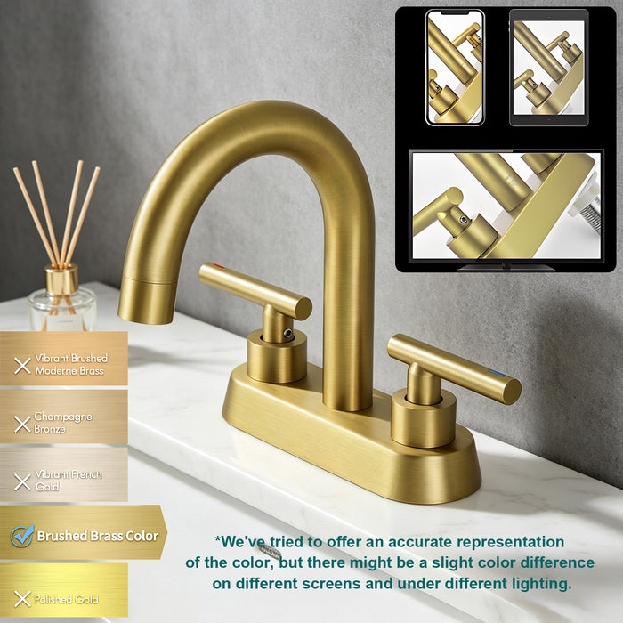 4 Inch Vanity Faucet Bathroom Faucet Dual Handle Bathroom Basin Faucet Leak-Free Brass