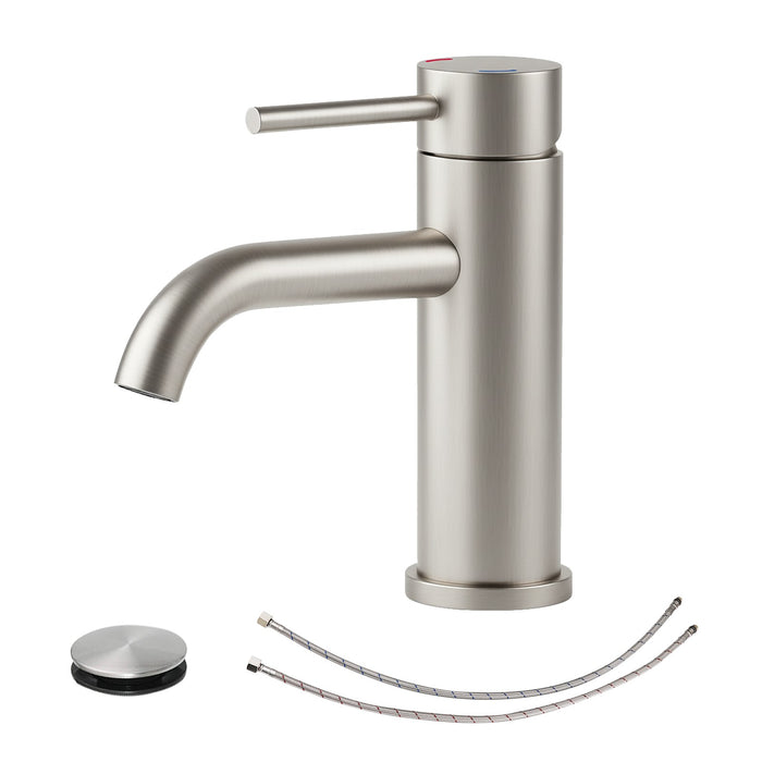 Single Handle Bathroom Faucet Lavatory Faucet Stainless Steel Single Hole