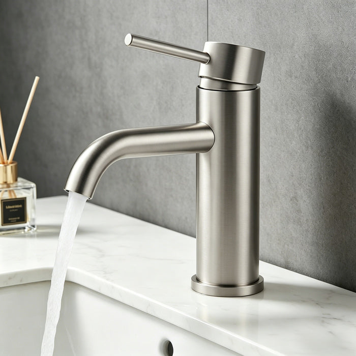 Single Handle Bathroom Faucet Lavatory Faucet Stainless Steel Single Hole