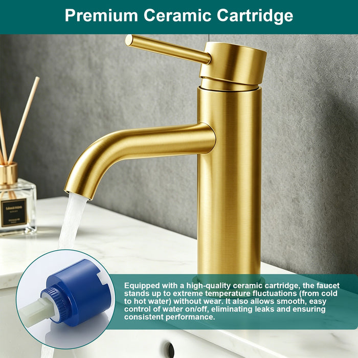 Single Handle Bathroom Faucet Lavatory Faucet Stainless Steel Single Hole