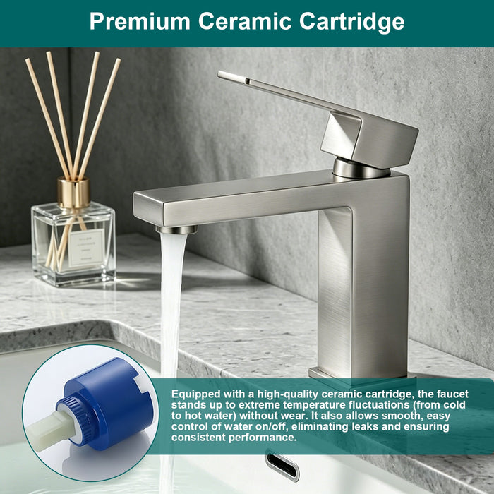 Single Handle Bathroom Faucet Lavatory Faucet Stainless Steel Single Hole