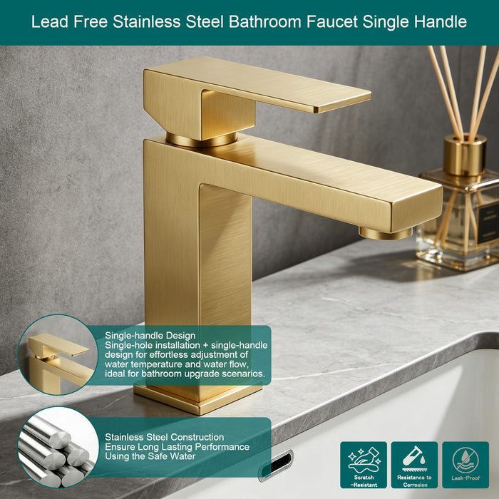 Single Handle Bathroom Faucet Lavatory Faucet Stainless Steel Single Hole