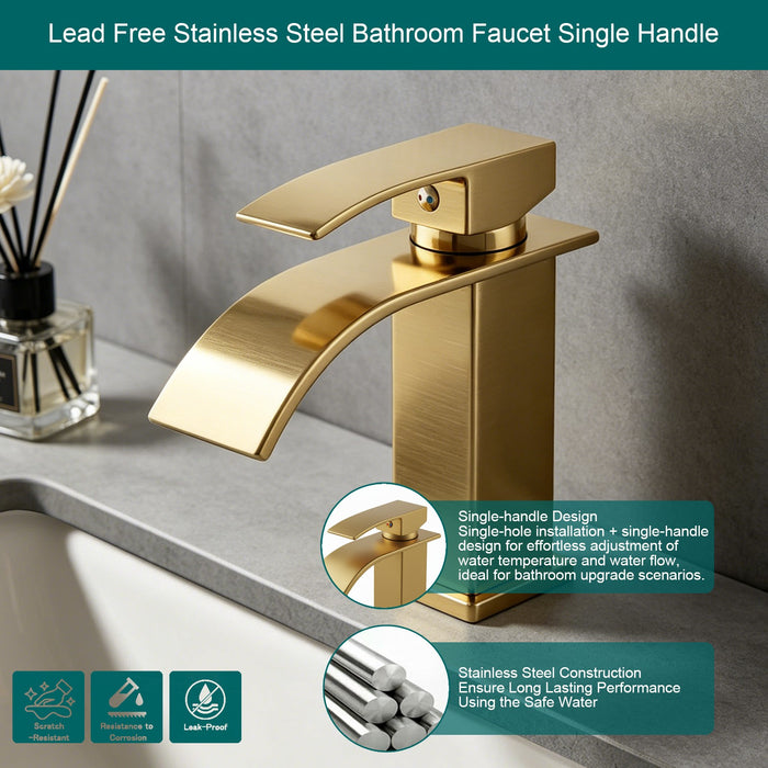 Single Handle Bathroom Faucet Lavatory Faucet Stainless Steel Single Hole