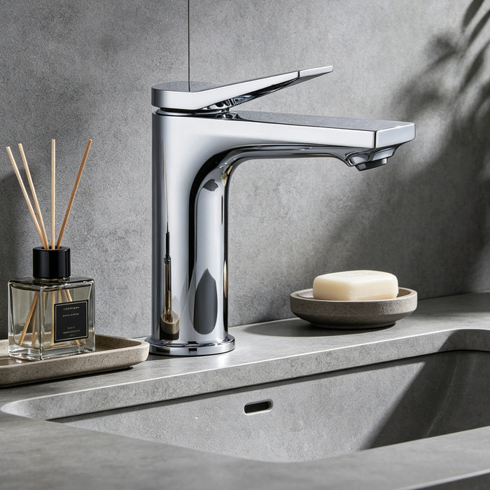 Single Hole Bathroom Faucet,Laundry Vanity Sink Faucet with Two 9/16" Hoses