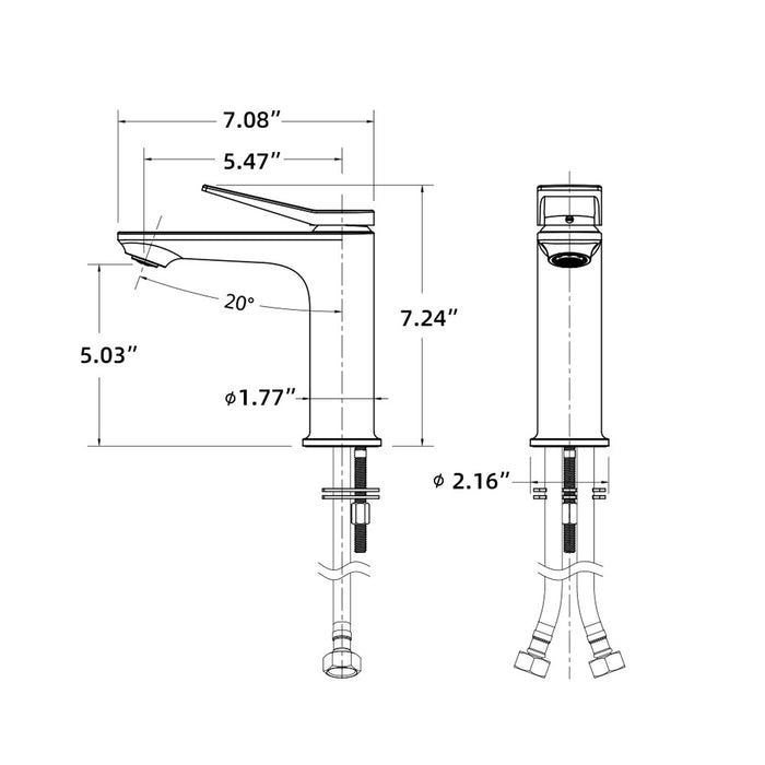 Single Hole Bathroom Faucet,Laundry Vanity Sink Faucet with Two 9/16" Hoses