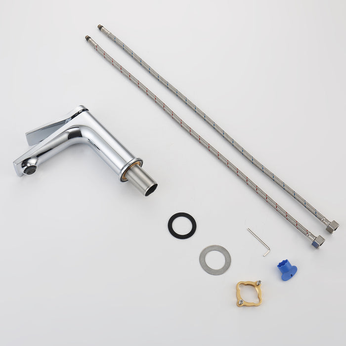 Single Hole Bathroom Faucet,Laundry Vanity Sink Faucet with Two 9/16" Hoses