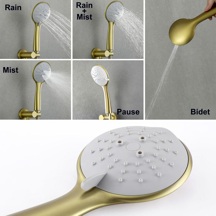 5-Spray Patterns 10 in. Wall Mount Dual Shower Heads with Handheld Built-In Pressure Balance Shower System
