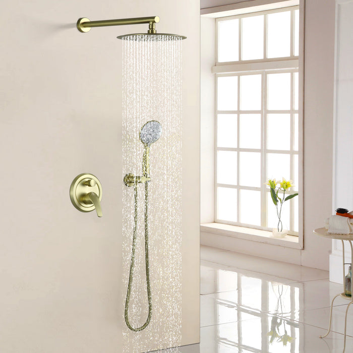 5-Spray Patterns 10 in. Wall Mount Dual Shower Heads with Handheld Built-In Pressure Balance Shower System