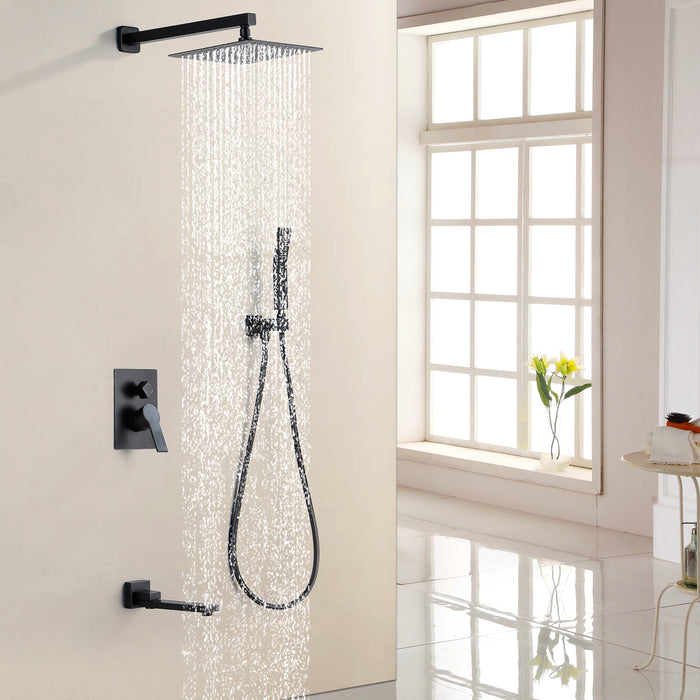 Single Handle 1-Spray Patterns Tub and Shower Faucet 2.5 GPM with 12 in. Shower Head Pressure Balance Rain Shower System (Valve Included)