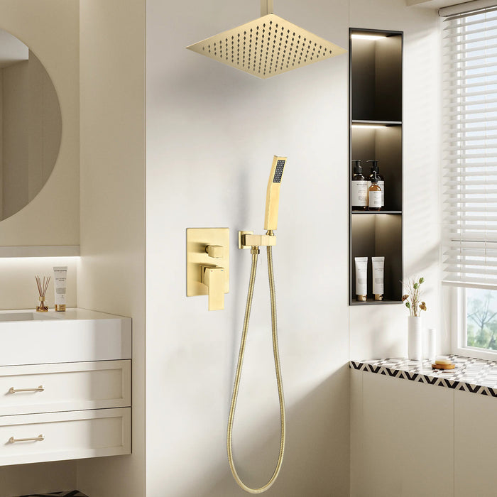 Ceiling Mounted Shower System Combo Set with Handheld and 12"Shower head