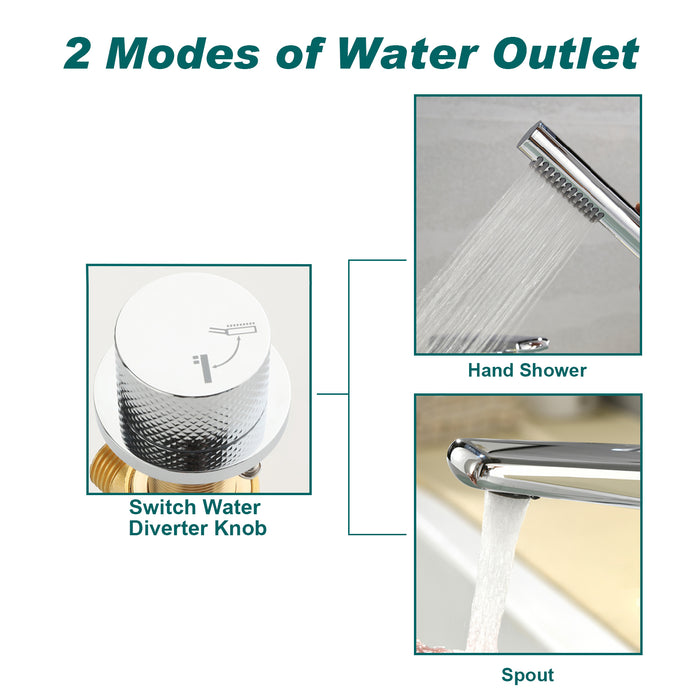 Topcraft Deck-Mounted 4-Hole Bathtub Filler Faucet with Handheld Shower