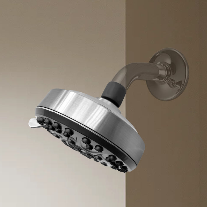 10-Spray Patterns with 1.75 GPM 4.72 in. Wall Mount Fixed Shower Head With High-Pressure in Brushed Nickel