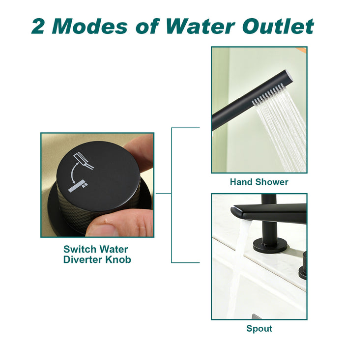 Topcraft Deck-Mounted 4-Hole Bathtub Filler Faucet with Handheld Shower