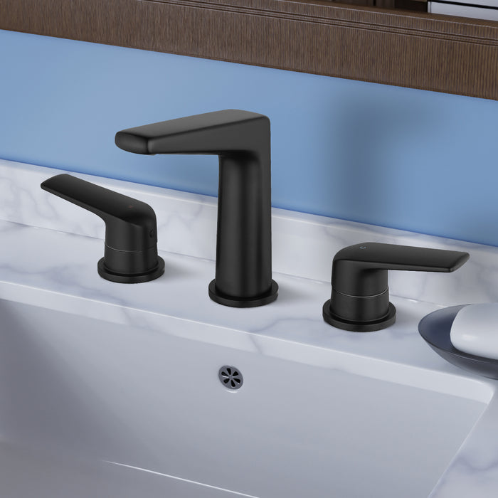 Topcraft Dual-Handle Wide-Spout Bathroom Faucet with Pop-Up Drain