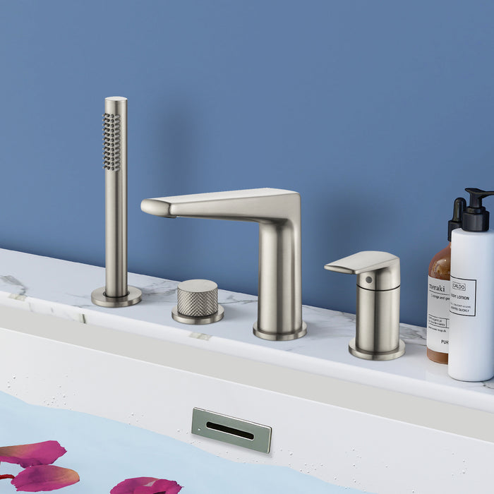 Topcraft Deck-Mounted 4-Hole Bathtub Filler Faucet with Handheld Shower