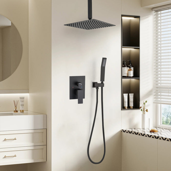 1-Spray Patterns 16 in. Ceiling Mount Dual Fixed and Handheld Shower Head 2.5 GPM