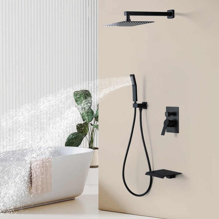 Rainfall Shower System with Single Handle 1-Spray Patterns 2.5 GPM HandHeld Shower Faucet and 10 in. Wall Mount Shower Head (Valve Included)