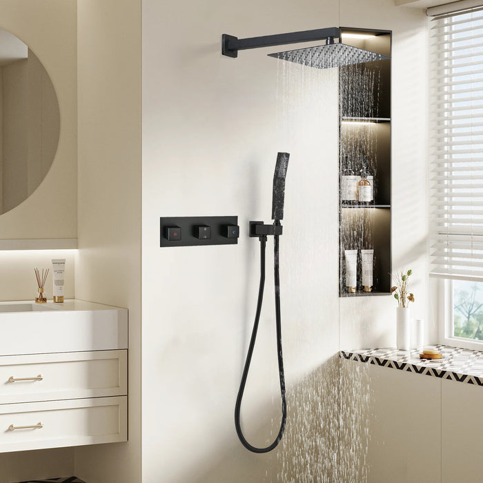 1-Spray Patterns 9.84 in. Dual Fixed and Handheld Shower Head with 1.8 GPM in Matte Black