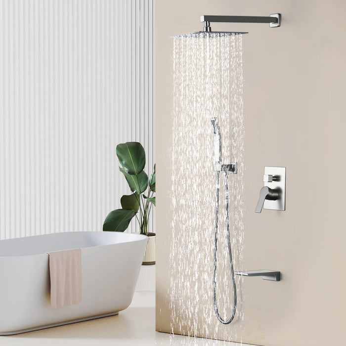 Single Handle 1-Spray Wall Mount Shower Faucet 2.5 GPM with 10 in. Square Shower Head Rainfall Shower System (Valve Included)