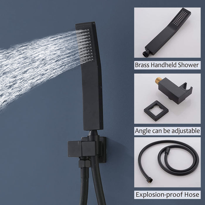 1-Spray Patterns 9.8 in. Wall mount Dual Fixed and Handheld Shower Head with 1.8 GPM in Matte Black