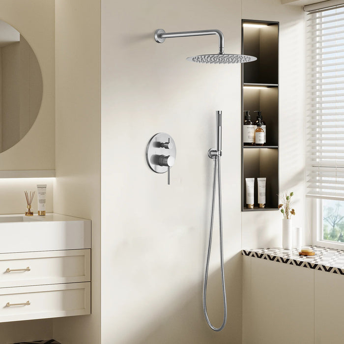 1-spray Patterns 10 in. Dual Fixed and Handheld Shower Head 1.8 GPM in Brushed Nickel