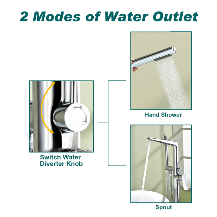 Topcraft Freestanding Bathtub Filler with Handheld Showerhead