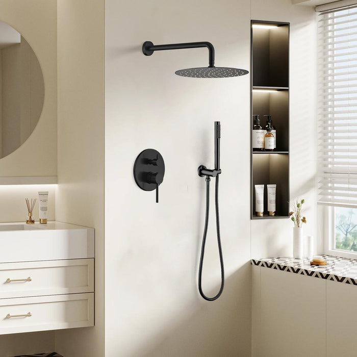 1-spray Patterns 9.8 in. Wall mount Dual Fixed and Handheld Shower Head 1.8 GPM in Matte Black