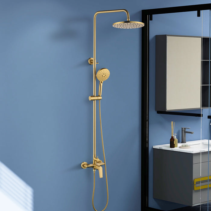 Topcraft Wall-Mounted 10-Inch Rain Shower System with Handheld Faucet