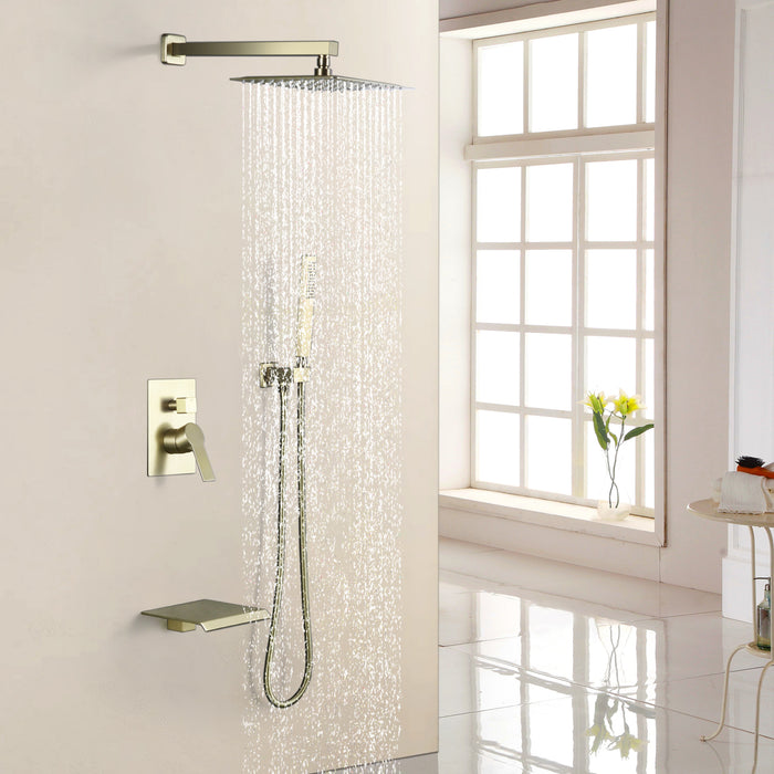 Rainfall Shower System with Single Handle 1-Spray Patterns 2.5 GPM HandHeld Shower Faucet and 12 in. Square Wall Mount Shower Head (Valve Included)