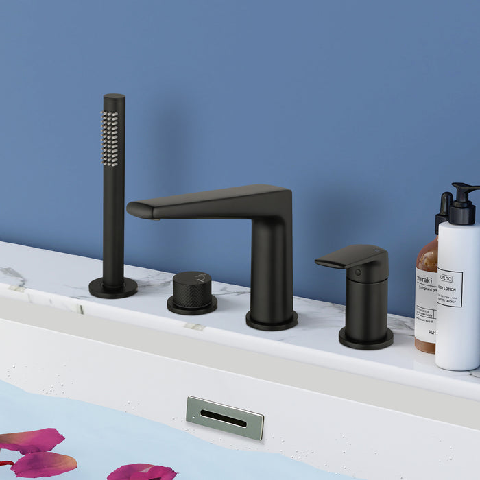 Topcraft Deck-Mounted 4-Hole Bathtub Filler Faucet with Handheld Shower
