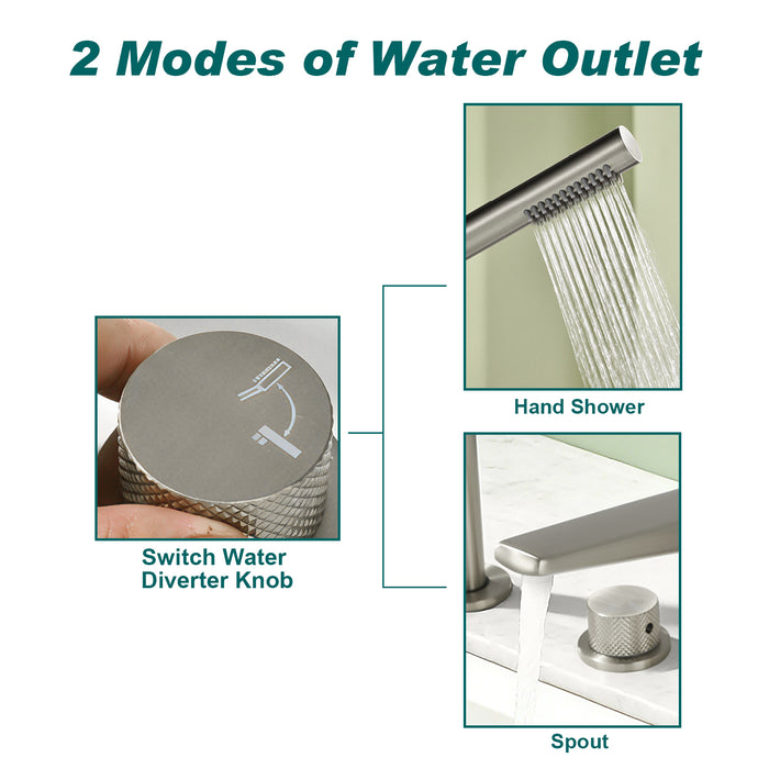 Topcraft Deck-Mounted 4-Hole Bathtub Filler Faucet with Handheld Shower