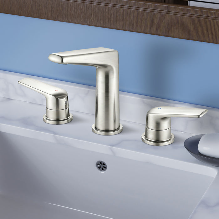 Topcraft Dual-Handle Wide-Spout Bathroom Faucet with Pop-Up Drain