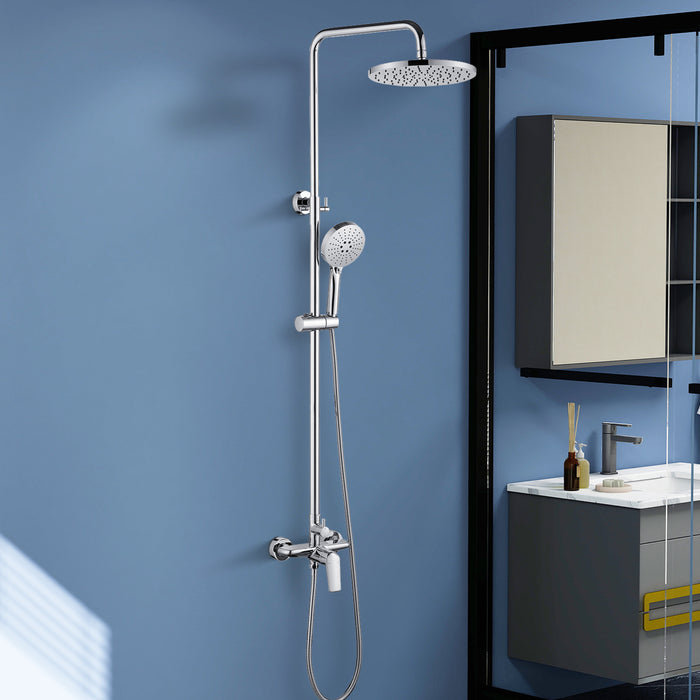 Topcraft Wall-Mounted 10-Inch Rain Shower System with Handheld Faucet