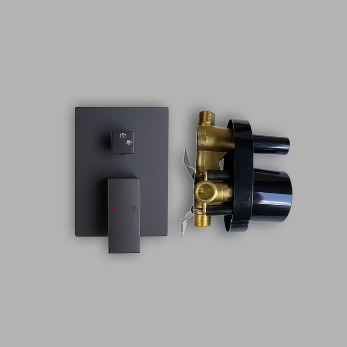 Shower System Single-Handle 1-Spray Rain Pressure Balanced Wall Mounted Shower Faucet in Matte Black (Valve Included)