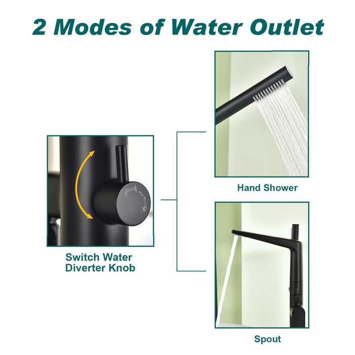 Topcraft Freestanding Bathtub Filler with Handheld Showerhead