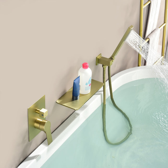 TopCraft Single-Handle Roman Tub Faucet Wall Mount Bathtub Faucet with Hand Shower