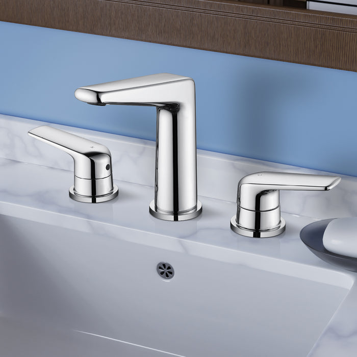Topcraft Dual-Handle Wide-Spout Bathroom Faucet with Pop-Up Drain