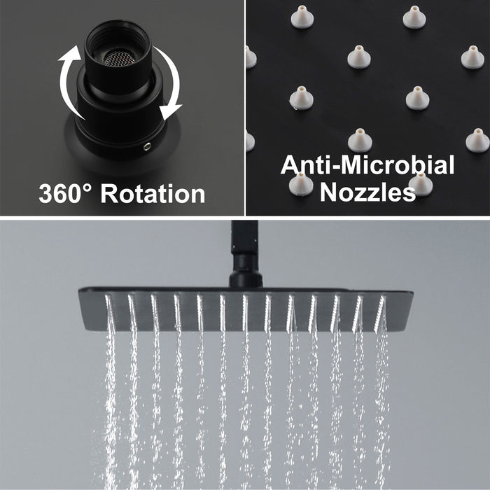 Rain Shower System with Single Handle 1-Spray 2.5 GPM Handheld Shower Faucet and Single Lever Waterfall Faucet & 12 in. Ceiling Mount Shower Head in Black (Valve Included)