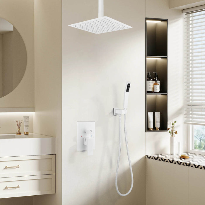 1-Spray Patterns 16 in. Ceiling Mount Dual Fixed and Handheld Shower Head 2.5 GPM