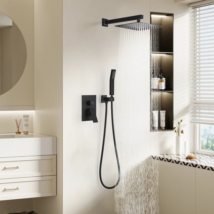 1-Spray Patterns 9.8 in. Wall mount Dual Fixed and Handheld Shower Head with 1.8 GPM in Matte Black