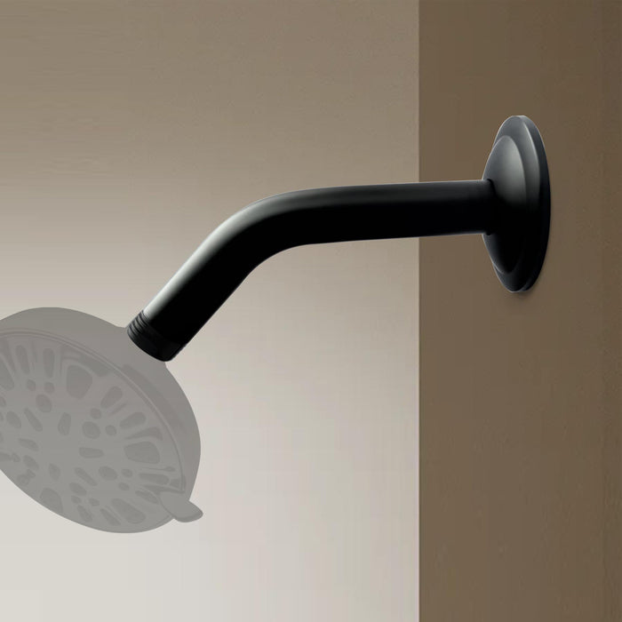 1/2 NPT × 4.8 in. Round Wall Mount Shower Arm with Sure Grip Flange in Matte Black ( 1-Pack )