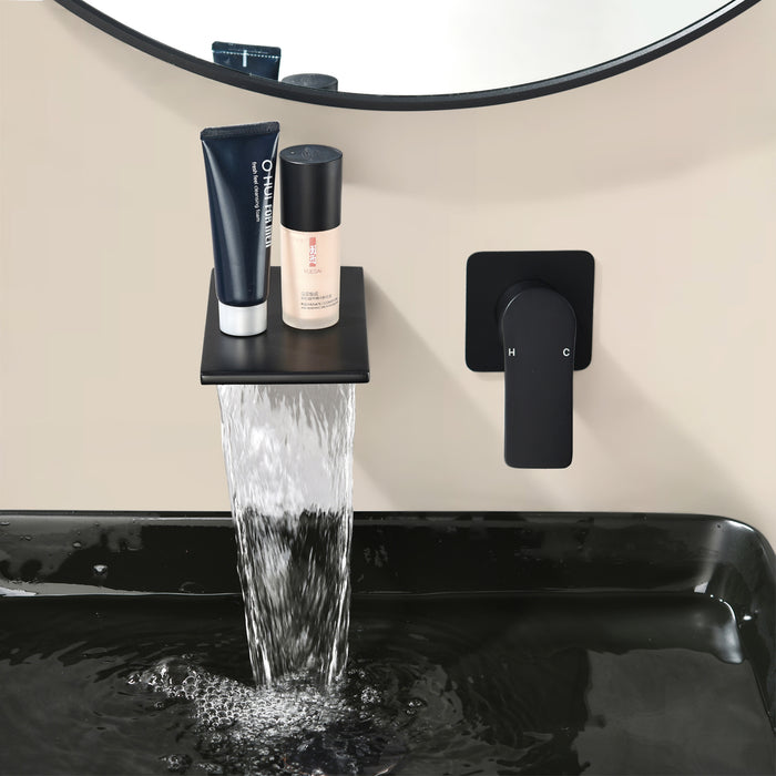 Modern Single-Handle Wall Mount Bathroom Faucet (Matte Black/Brushed Gold)