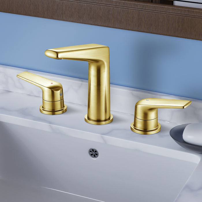 Topcraft Dual-Handle Wide-Spout Bathroom Faucet with Pop-Up Drain