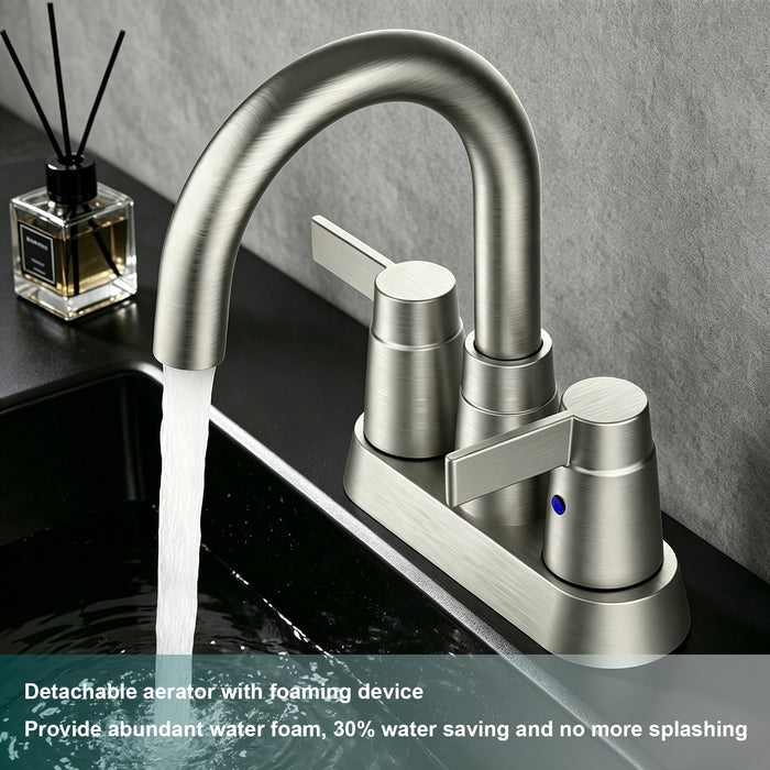 2-Handle Bathroom Sink Faucet 360 Degree High Arc Swivel Spout Centerset 4 Inch Vanity Faucet RV Bathroom Faucet 2/3 Holes
