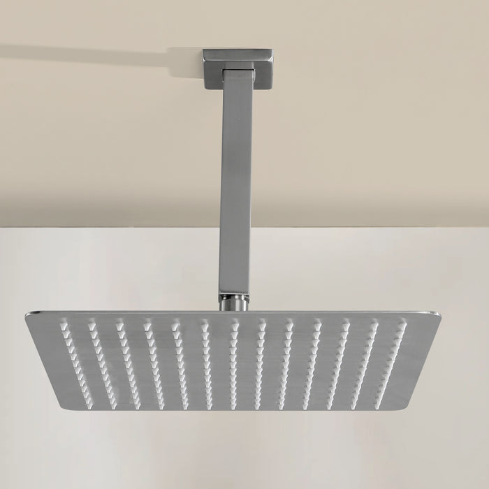 1-Spray Patterns with 2.5 GPM 9.84 in. Ceiling Mount Fixed Shower Head in Brushed Nickel